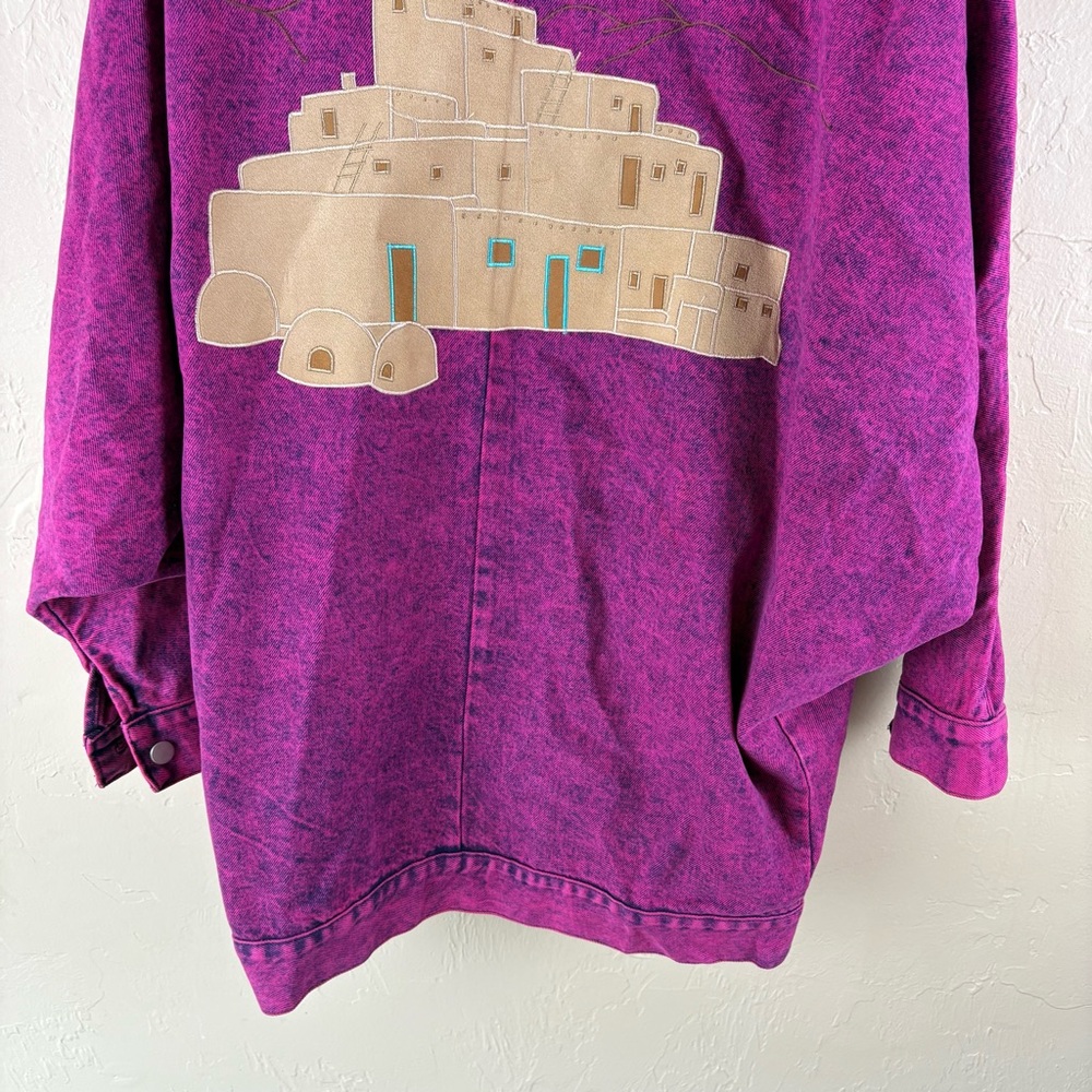 Denim Jean Jacket Pink Stonewashed Southwest Pueblo Taos Margaret Wasson Medium - Picture 3 of 13